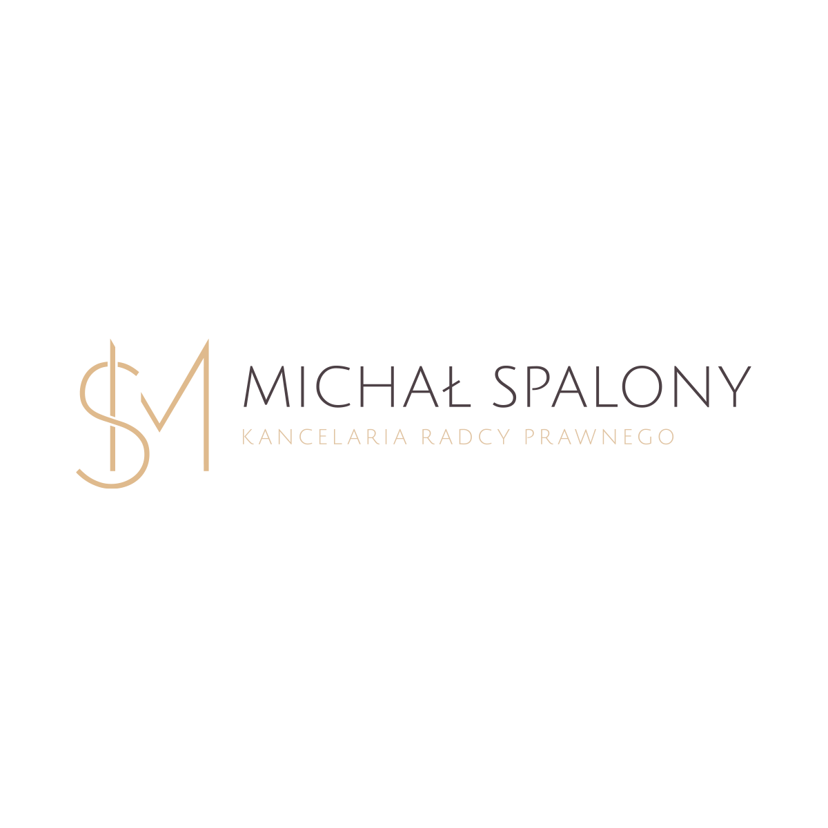 Logo Michał Spalony – Kancelaria Radcy Prawnego prezentuje elegancką typografię i subtelne złote akcenty, podkreślające profesjonalizm i prestiż.