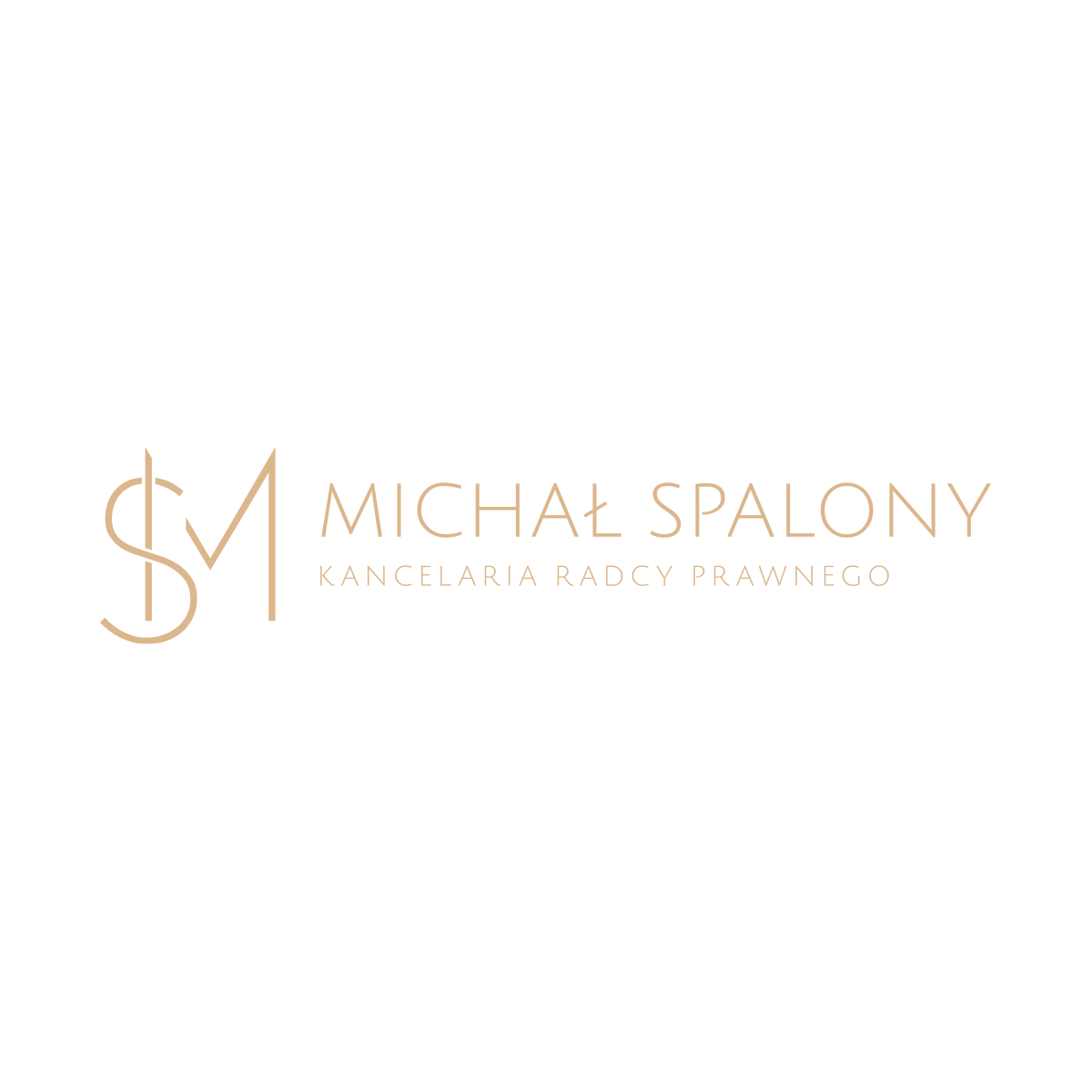 Logo Michał Spalony – Kancelaria Radcy Prawnego w kolorystyce ciemnej. Minimalistyczne, eleganckie, podkreślające prestiż.